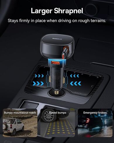 Baseus USB C Car Charger, 60W Retractable Car Charger, Dual Fast Charging, Compatible with iPhone 15/14/13/12 Pro Max, Plus, Samsung Galaxy S23/S22/S21 Ultra, Google Pixel and More in Saudi Arabia