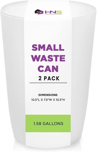Hold N' Storage Small Open-Top Trash Can – Ideal for Kitchen, Office, Dorm, Bathroom – Compact Waste Bin for Tight Spaces – Perfect Bathroom Trash Bin – 10.5" x 7.5", White - Pack of 2 in Saudi Arabia