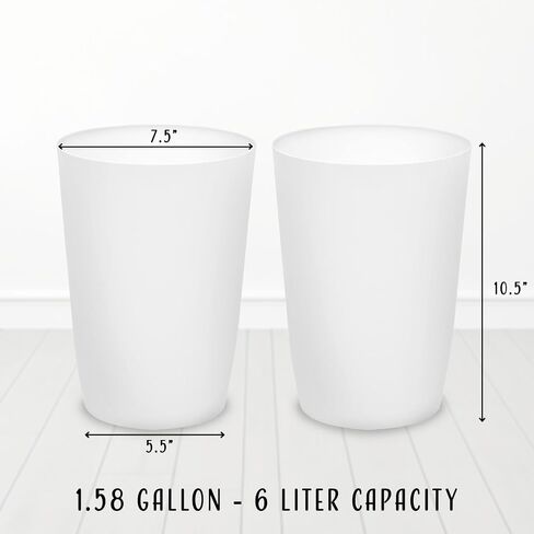 Hold N' Storage Small Open-Top Trash Can – Ideal for Kitchen, Office, Dorm, Bathroom – Compact Waste Bin for Tight Spaces – Perfect Bathroom Trash Bin – 10.5" x 7.5", White - Pack of 2 in Saudi Arabia