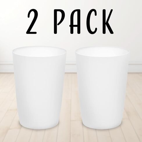 Hold N' Storage Small Open-Top Trash Can – Ideal for Kitchen, Office, Dorm, Bathroom – Compact Waste Bin for Tight Spaces – Perfect Bathroom Trash Bin – 10.5" x 7.5", White - Pack of 2 in Saudi Arabia