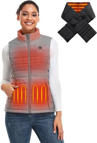 سترة ORORO النسائية المُدفأة (رمادي، M) ووشاح مُدفأ (43 بوصة) in Kuwait