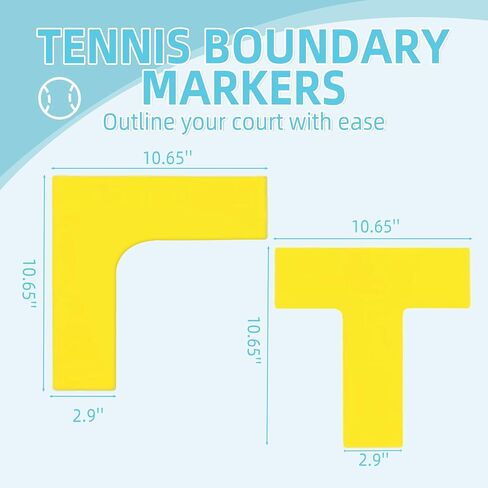12Pcs Pickleball Court Markers Kit Anti-Wind, Official Size Pickleball Court Lines Marking Set with Tape Measure, Temporary Pickleball Lines Throw Down Markers for Outdoor Indoor Tennis - Yellow in Saudi Arabia
