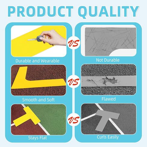 12Pcs Pickleball Court Markers Kit Anti-Wind, Official Size Pickleball Court Lines Marking Set with Tape Measure, Temporary Pickleball Lines Throw Down Markers for Outdoor Indoor Tennis - Yellow in Saudi Arabia
