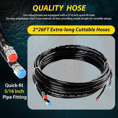 150HP Outboard Hydraulic Steering Kit, Hydraulic Steering for Boats, Boat Steering System with Hydraulic Cylinder, Helm Pump and Tubing in Saudi Arabia