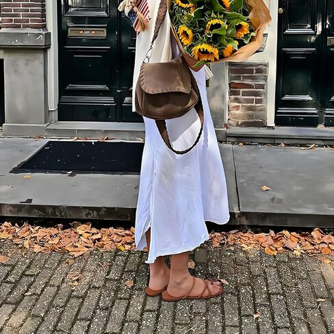 FITORY Women's Slide Sandals Flat Toe Ring Thongs with Cross Strap for Summer Size in Kuwait