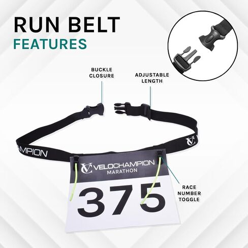 Velochampion Triathlon Running Belt: Elastic, Comfortable and Clip-Fastened. Adjustable Waist Belt for Marathons and Racing in Saudi Arabia