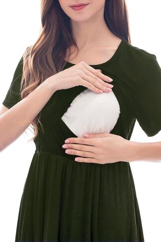 Smallshow Women's Short Sleeve Patchwork Nursing Dresses for Breastfeeding in Kuwait
