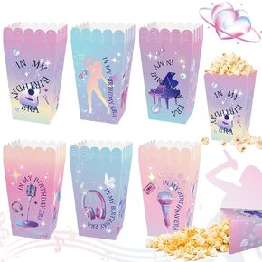 24 Pack Popcorn Boxes for Music Theme Party, Bulk Paper Food Tray for Birthday Party Supplies. Open Top Popcorn Bucket Containers. Disposable Snack Boxes Suitable for Music Festival and Carnival Party