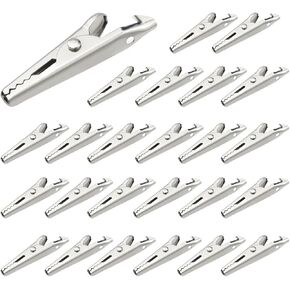 25 Pcs Nickel Plated Alligator Clips Metal Alligator Clip Crocodile Electrical Clamps Silver Nickel Plated Test Wire Spring Clamp Silver Tone Alligator Clips for Laboratory Electric Testing Work