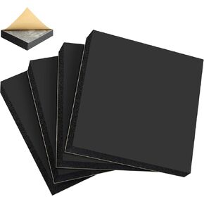 Storystore 6 Pcs Adhesive Foam Padding Black - 12 x 8 x 1/8 Inch Closed Cell Foam Sheet, Anti-Slip Neoprene Foam Sheet Anti Vibration and Soundproof
