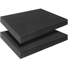 Foam Inserts for Cases, 2 Pcs 16 x 12 x 2 Inch Black Polyurethane Foam Sheets, Cuttable Packing Foam Padding for Tool Box, Camera, Crafts and Storage