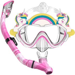 Kids Snorkel Set for Boys Girls Youth Junior Age from 5-13 Years Old Upgraded Dry Top Snorkel Mask Snorkeling Gear with Carrying Bag for Pool Swimming Diving Water Park Beach Vacation