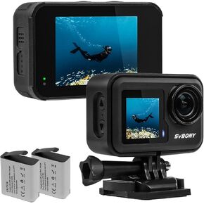 SVBONY ACT20 Action Camera, Sports Camera with Touch Screens, 4K 60FPS EIS Ultra HD Video, 20MP Photos, 170 Degree Wide Angle 66ft Waterproof Camera