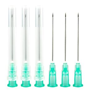 100Pack -18Ga 1.5inch(38mm) Dispensing Needles with Luer Lock,Individual Package of Injection Syringe Accessories ,Suitable for Refilling Liquid, Inks,Livestock and Industry