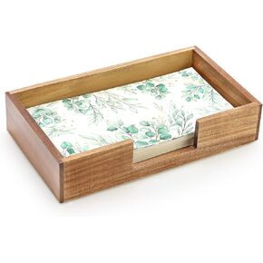 Acacia Wood Guest Towel Holder Tray for Bathroom Napkin Holder Paper Hand Towels Holder Flat Wooden Napkin Holder Disposable Bathroom Guest Towel Napkin Holder for Table Rectangle Modern Napkin Basket