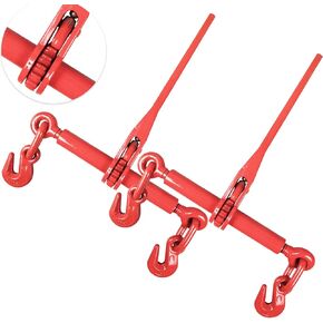 Aain EI002A2 Ratchet Load Binders, 3/8-5/16'' 2 Pack, Red, 4 Count