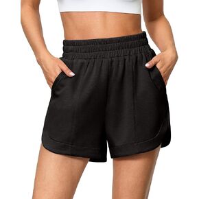 luvamia Athletic Shorts for Women High Waisted Comfy Pull On Elastic Waist Casual Lounge Summer Sweat Shorts with Pocket