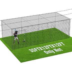 Baseball Batting Cage Nets, 35'L/55'L/70'L Baseball and Softball Cage Netting, Enclosed HDPE #42 Netting Batting Cages for Backyard and Indoor (NET ONLY)