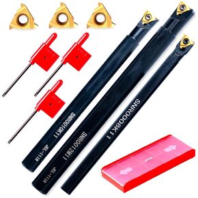Lathe Turning-Tools Threading Holder - Metal Lathe Cutting Tools 3pcs Internal Turning Holders Boring Bars SNR0008K11+SNR0010K11+SNR0012M11 with 3pcs Indexable Carbide Inserts for Lathe Tools