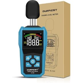 Decibel Meter, DURFICST Sound Level Meter, Portable Level Meter, dB/SONE Units Fast Switching, with LCD Colour Screen, Backlight, A/C Counterweight, Sound meter for home and construction sites