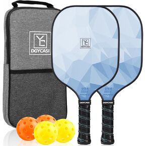 Pickleball Paddles Set of 2, 2025 USAPA Approved Pickleball Set, Fiberglass Lightweight Pickle Ball Rackets 2 Pack, 2 Outdoor Pickleball, 2 Indoor Pickleball Balls, 1 Pickleball Bag for Women and Men