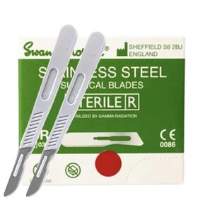 Dermaplaning Kit with (Swann)-(Morton) (10) R Dermaplaning Blades (100ct.) - 2 ABS Plastic Light Weight Reusable Handles and Disposable Scalpels Blades (2 Handles & 100 Blades)