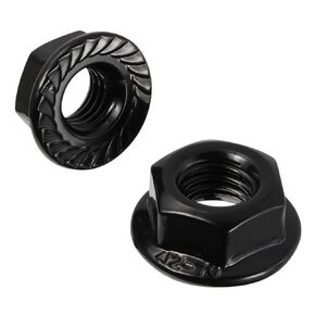 #10-32 Serrated Flange Hex Lock Nuts Flanged Locknuts, 304 Stainless Steel 18-8 Black Finish, 50 PCS