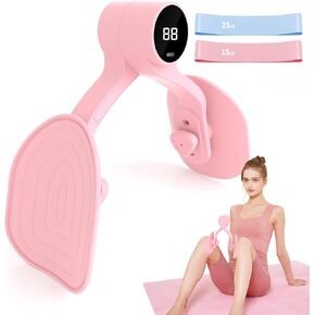 Thigh Master,Inner Thigh Exerciser,Thigh Exerciser Equipment,Pelvic Floor Exercise Devices, Kegel Exerciser for Women with Resistance Band - 3 Strength Levels and LED Counting Display(Pink)