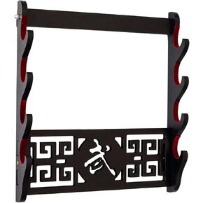 Samurai Sword Stand Wall Mount - 4 Tier Martial arts Weapons Holder Fleece Protection Display Stand Katana Wakizashi Tanto Wall Hanger Sword Rack (Wuzi Payment)