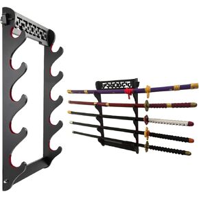 Sword Holder Katana Wall Mount - 5 Tier Samurai Sword Display Rack Wand Wakizashi Tanto Wall Hanger Sword Rack Sword Stand Display