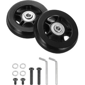 uxcell Set of 1 Luggage Wheels Replacement 84 x 24 mm/3.3" x 0.9" Rubber Swivel Caster Bearing Wheels Repair Kits for Suitcase Inline Outdoor Skate,Black