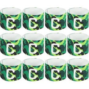 MECCANIXITY Soccer Captain Armband, Nylon Captain Arm Bands for Soccer Elastic Captain C Arm Band Sports Captain Armbands for Football Team Training Youth & Adult Green, Pack of 12