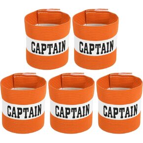 MECCANIXITY Soccer Captain Armband, Captain Arm Bands for Soccer Elastic Captain C Arm Band Sports Captain Armbands for Football Team Training Youth & Adult Orange, Pack of 5
