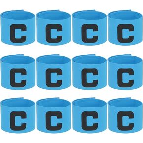 PATIKIL Soccer Captain Armband, 12 Pcs Captain Arm Bands for Soccer Elastic Captain C Arm Band Sports Captain Armbands for Youth Adult Football Team Training Sky Blue