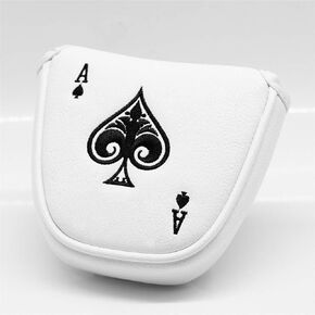 Barudan Golf Poker Ace White Mallet Putter Cover Headcover Magnetic Club Protector fits for Odyssey 2ball Style Putters,Synthetic Leather Putter Headcover for Mallet, RH LH