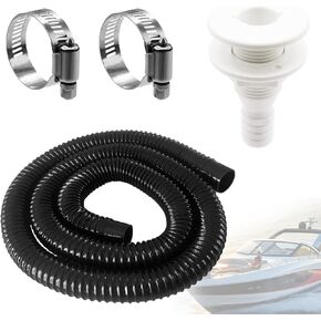 3/4 Inch Bilge Pump Hose Dia Plumbing Kit,Bilge Pump Installation Kit-6 FT Premium Quality Kink-Free Flexible PVC Hose (Black),3/4 Inch ABS Thru-Hull Fitting,2 Hose Clamps