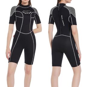 GoldFin Womens Wetsuit, 3mm Shorty Wetsuits for Women Back Zip