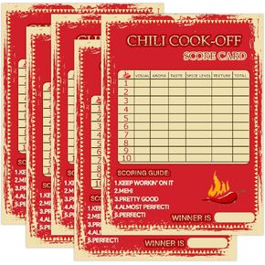 Chili Cook off Score Cards 5×7 Inch Scorecard for Chili Competition Chili Judging Ballots for Your Chili Cook-off(50 Pack)