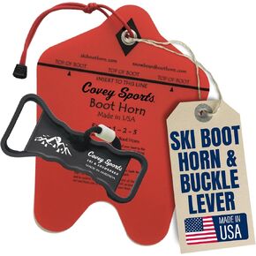 Covey Sports Ski Boot Buckle Lever & Boot Horn Bundle - Rugged USA Made Tools Transform Foot Entry & Buckle Control - For Putting On, Tightening, & Carrying Your Snow Skiing Equipment