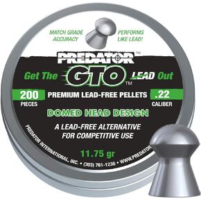 Predator | GTO Air Gun Pellets - Lead-Free, Tin, Domed, Match-Grade Accuracy - .22 Caliber, 11.75 Grain, 200 Count