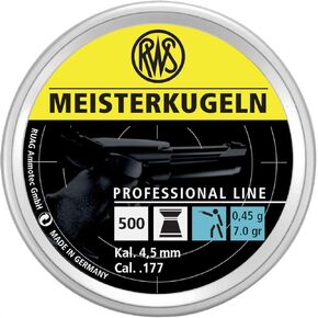 Umarex RWS Meisterkugeln Pistol Professional Line Precision Pellet Gun Pellets, 177 Caliber, 7 Grains, 500 Count