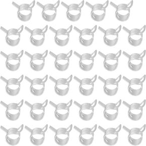 PATIKIL Spring Band Hose Pipe Clamps for 8-9.2mm OD Hose, 35 Pack Silicone Vacuum Constant Tension Band Clips for Fuel Line Silicone Air Hose Tube Water Pipe, Silver