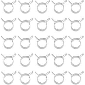 PATIKIL Spring Band Hose Pipe Clamps for 12-13.6mm OD Hose, 25 Pack Silicone Vacuum Constant Tension Band Clips for Fuel Line Silicone Air Hose Tube Water Pipe, Silver