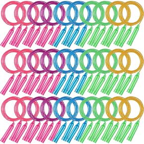 Yunsailing 30 Pcs Colorful Jump Ropes Bulk Plastic Jump Ropes for Kids 7.5 ft Adjustable Sports Skipping Rope Outdoor Speed Jumping Rope for Sports Birthday Party Activities (Multicolor)