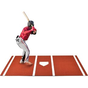 Baseball Batting Mat, Softball Hitting Mat, Upgraded Anti-Slip Mat with Stitched Embroidery Turf, Softball Baseball Training Mat with Home Plate Batters Box for Indoor Outdoor