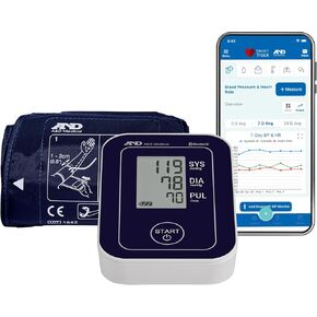 A&D Medical Deluxe Blood Pressure Monitor for Upper Arm with Bluetooth, Blood Pressure Cuff (22-42 cm Range), One Click Operation, Connects with A&D Heart Track App