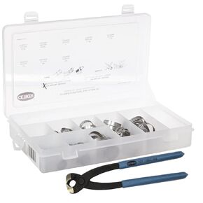 مجموعة مشبك الأذن Oetiker 18500060 StepLess 1 (مشابك الأذن StepLess، الفولاذ المقاوم للصدأ مع كماشة الفك القياسية ذات الحركة الواحدة)