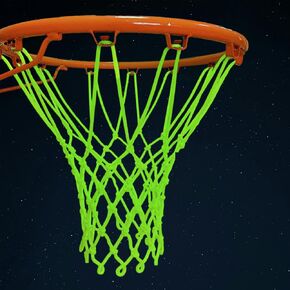 Glow Basketball Net, Nylon Light-Up Hoop Net for Indoor and Outdoor Play 12 Loops Standard Size Heavy Duty Basketball Net Outdoor All Weather Anti Whip for Pool Sports School