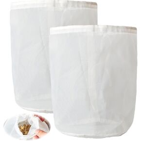 5-Pcs 5 Gallon Full-Mesh Filter Bags, for 5 Gallon Bucket,Hydroponics, Gardening, Homemade Juice Filter 、Industrial Process Filtration,25-220 Micron Food Grade Nylon Reusable Fine Mesh Bag