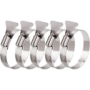 2 inch Hose Clamp, 5 PCS Adjustable 1.5"-2.5" Diameter Hose Clamps With Easy Turn Thumb Screw, 304 Stainless Steel Hose Clamps For Securing Hose, and Mechanical Applications
